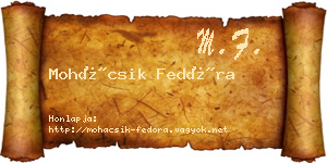 Mohácsik Fedóra névjegykártya